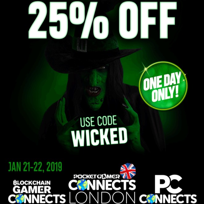 Pocket Gamer Connects London 万圣节 24 小时 25% 折扣